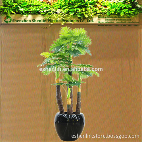 4-stem 8 feet fake philodendron plant with black or white pot